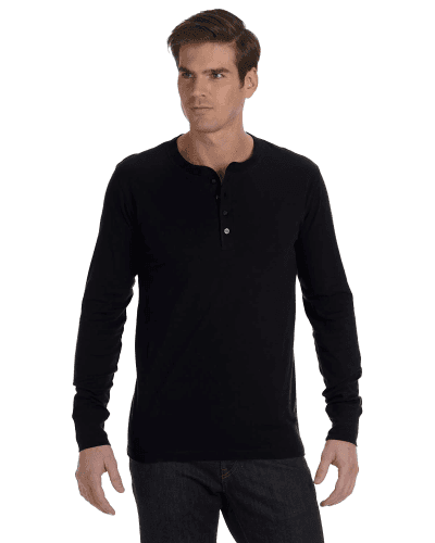 Sample of Canvas 3150 - Men's Jersey Long-Sleeve Henley in BLACK style