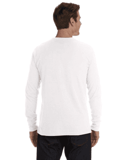 Sample of Canvas 3150 - Men's Jersey Long-Sleeve Henley in WHITE from side back