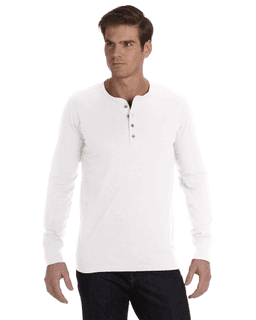 Sample of Canvas 3150 - Men's Jersey Long-Sleeve Henley in WHITE from side front