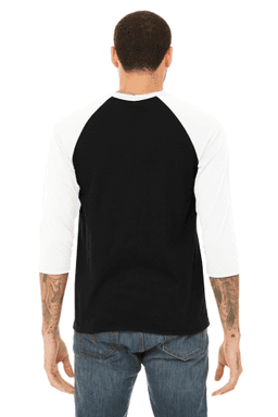 Sample of Canvas 3200 - Unisex 3/4-Sleeve Baseball T-Shirt in BLACK WHITE from side back