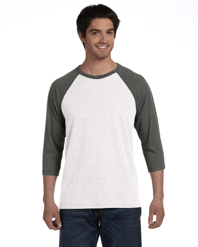 Sample of Canvas 3200 - Unisex 3/4-Sleeve Baseball T-Shirt in WHITE ASPHALT style