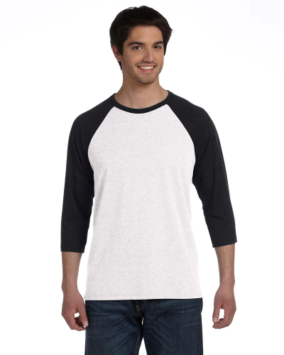 Sample of Canvas 3200 - Unisex 3/4-Sleeve Baseball T-Shirt in WHITE BLACK style