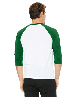 Sample of Canvas 3200 - Unisex 3/4-Sleeve Baseball T-Shirt in WHITE KELLY from side back