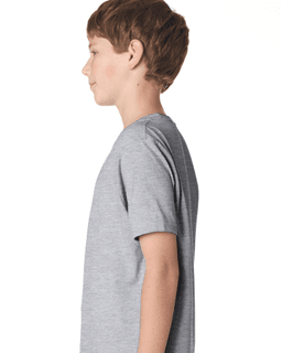 Sample of Next Level 3310 - Boy's Cotton Crew in HEATHER GRAY from side sleeveleft