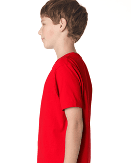 Sample of Next Level 3310 - Boy's Cotton Crew in RED from side sleeveleft