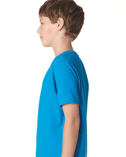 Sample of Next Level 3310 - Boy's Cotton Crew in TURQUOISE from side sleeveleft