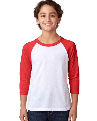 Sample of Next Level 3352 - Youth CVC 3/4-Sleeve Raglan in RED WHITE style