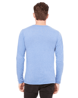 Sample of Canvas 3425 - Unisex Jersey Long-Sleeve V-Neck T-Shirt in BLUE TRIBLEND from side back