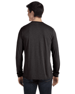 Sample of Canvas 3425 - Unisex Jersey Long-Sleeve V-Neck T-Shirt in CHAR-BLACK TRIB from side back