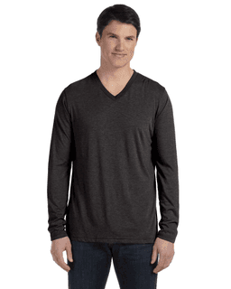 Sample of Canvas 3425 - Unisex Jersey Long-Sleeve V-Neck T-Shirt in CHAR-BLACK TRIB from side front