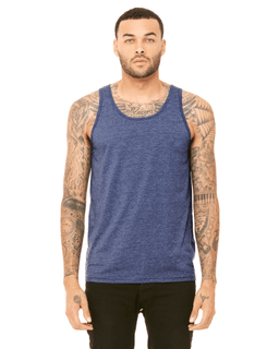 Sample of Bella+Canvas 3480 - Unisex Jersey Tank in HEATHER NAVY from side front