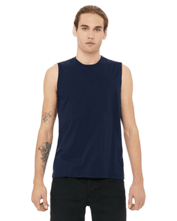 Sample of Canvas 3483 - Unisex Jersey Muscle Tank in NAVY from side front