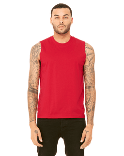 Sample of Canvas 3483 - Unisex Jersey Muscle Tank in RED from side front