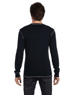 Sample of Canvas 3500 - Men's Thermal Long-Sleeve T-Shirt in BLACK GREY from side back