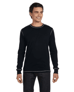 Sample of Canvas 3500 - Men's Thermal Long-Sleeve T-Shirt in BLACK GREY from side front