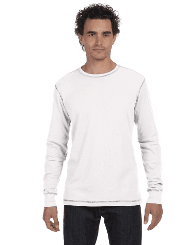 Sample of Canvas 3500 - Men's Thermal Long-Sleeve T-Shirt in WHITE GREY style