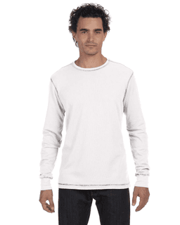 Sample of Canvas 3500 - Men's Thermal Long-Sleeve T-Shirt in WHITE GREY from side front