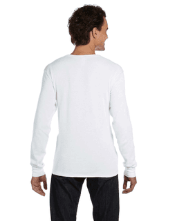 Sample of Canvas 3500 - Men's Thermal Long-Sleeve T-Shirt in WHITE WHITE from side back