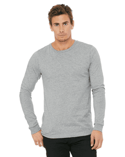 Sample of Canvas 3501 - Unisex Jersey Long-Sleeve T-Shirt in ATHLETIC HEATHER from side front