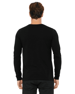 Sample of Canvas 3501 - Unisex Jersey Long-Sleeve T-Shirt in BLACK from side back