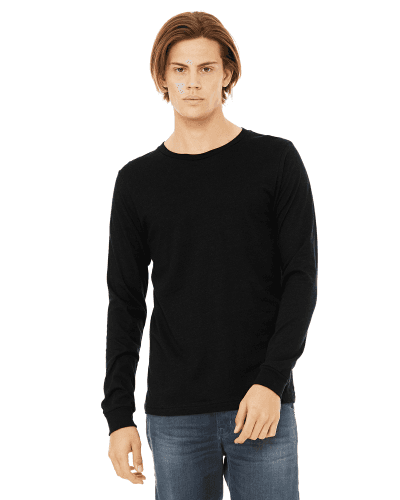 Sample of Canvas 3501 - Unisex Jersey Long-Sleeve T-Shirt in BLACK HEATHER style