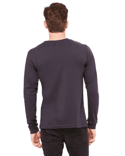 Sample of Canvas 3501 - Unisex Jersey Long-Sleeve T-Shirt in DARK GREY from side back