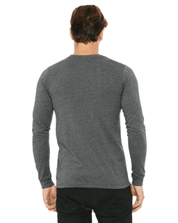 Sample of Canvas 3501 - Unisex Jersey Long-Sleeve T-Shirt in DEEP HEATHER from side back