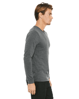 Sample of Canvas 3501 - Unisex Jersey Long-Sleeve T-Shirt in DEEP HEATHER from side sleeveleft