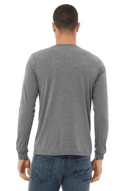 Sample of Canvas 3501 - Unisex Jersey Long-Sleeve T-Shirt in GREY TRIBLEND from side back