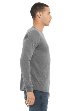 Sample of Canvas 3501 - Unisex Jersey Long-Sleeve T-Shirt in GREY TRIBLEND from side sleeveleft