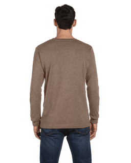 Sample of Canvas 3501 - Unisex Jersey Long-Sleeve T-Shirt in HEATHER BROWN from side back