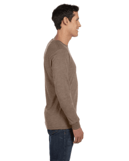 Sample of Canvas 3501 - Unisex Jersey Long-Sleeve T-Shirt in HEATHER BROWN from side sleeveleft