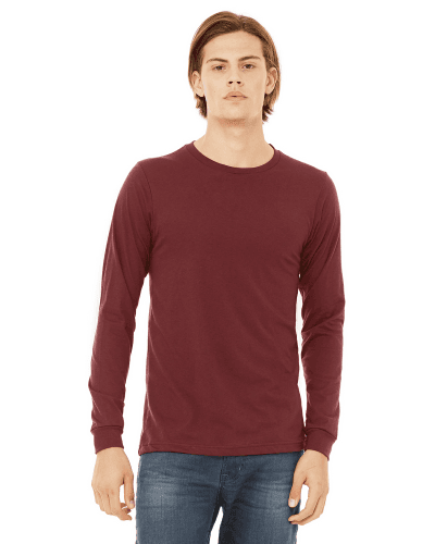 Sample of Canvas 3501 - Unisex Jersey Long-Sleeve T-Shirt in HEATHER CARDINAL style