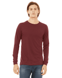 Sample of Canvas 3501 - Unisex Jersey Long-Sleeve T-Shirt in HEATHER CARDINAL from side front