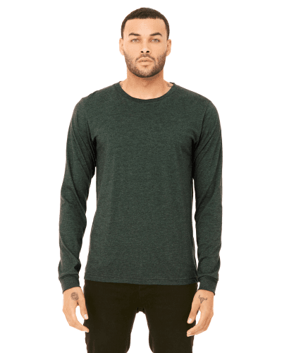 Sample of Canvas 3501 - Unisex Jersey Long-Sleeve T-Shirt in HEATHER FOREST style