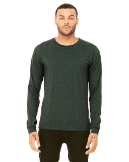 Sample of Canvas 3501 - Unisex Jersey Long-Sleeve T-Shirt in HEATHER FOREST from side front