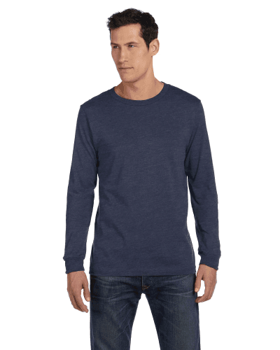 Sample of Canvas 3501 - Unisex Jersey Long-Sleeve T-Shirt in HEATHER NAVY style