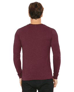 Sample of Canvas 3501 - Unisex Jersey Long-Sleeve T-Shirt in MAROON TRIBLEND from side back