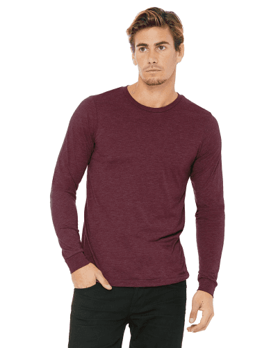 Sample of Canvas 3501 - Unisex Jersey Long-Sleeve T-Shirt in MAROON TRIBLEND style