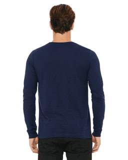 Sample of Canvas 3501 - Unisex Jersey Long-Sleeve T-Shirt in NAVY from side back