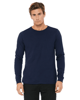 Sample of Canvas 3501 - Unisex Jersey Long-Sleeve T-Shirt in NAVY from side front