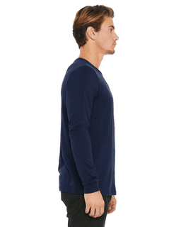 Sample of Canvas 3501 - Unisex Jersey Long-Sleeve T-Shirt in NAVY from side sleeveleft