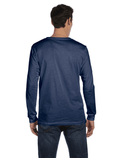 Sample of Canvas 3501 - Unisex Jersey Long-Sleeve T-Shirt in NAVY TRIBLEND from side back