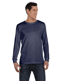 Sample of Canvas 3501 - Unisex Jersey Long-Sleeve T-Shirt in NAVY TRIBLEND from side front