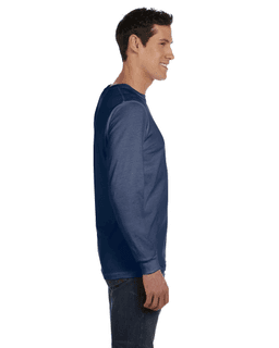 Sample of Canvas 3501 - Unisex Jersey Long-Sleeve T-Shirt in NAVY TRIBLEND from side sleeveleft