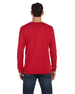 Sample of Canvas 3501 - Unisex Jersey Long-Sleeve T-Shirt in RED from side back