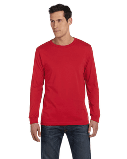 Sample of Canvas 3501 - Unisex Jersey Long-Sleeve T-Shirt in RED from side front