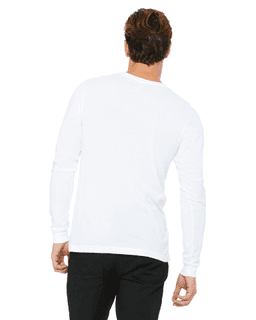 Sample of Canvas 3501 - Unisex Jersey Long-Sleeve T-Shirt in WHITE from side back