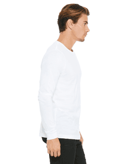 Sample of Canvas 3501 - Unisex Jersey Long-Sleeve T-Shirt in WHITE from side sleeveleft