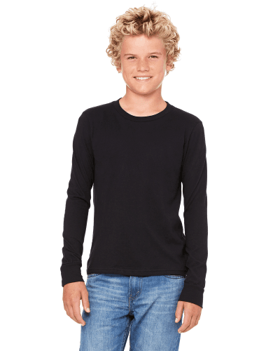 Sample of Canvas 3501Y - Youth Jersey Long-Sleeve T-Shirt in BLACK style